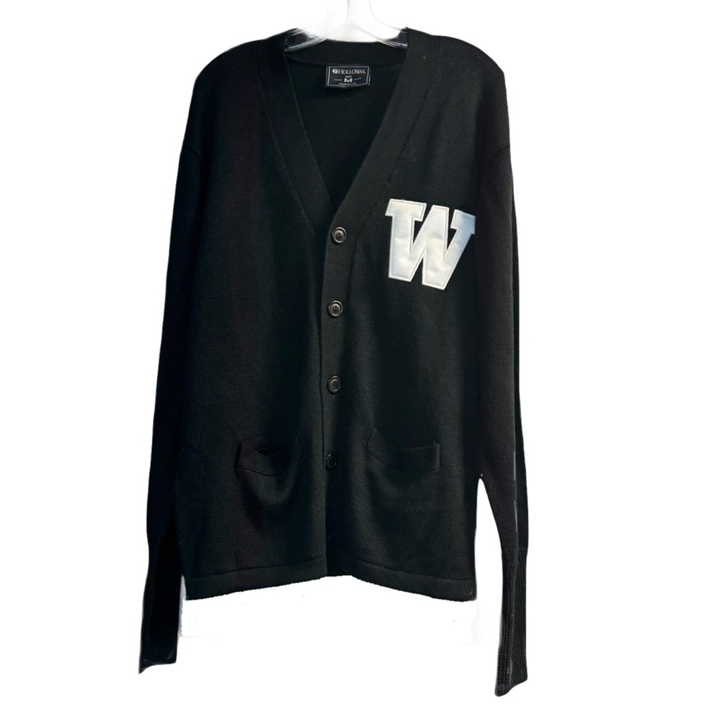 Holloway Black Knit Cardigan with W Patch